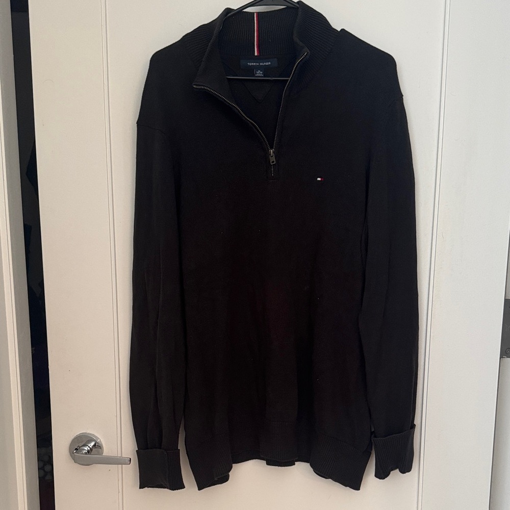 Tommy Hilfiger Men's Black Quarter-Zip Sweater